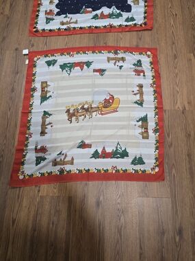 Holiday Santa Sleigh Printed Tablecloth - Red
